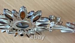 D&E Juliana Shades of Autumn Topaz Skinny Navette 5 Sunflower Brooch VTG Boho