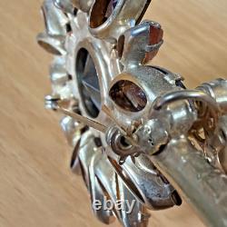 D&E Juliana Shades of Autumn Topaz Skinny Navette 5 Sunflower Brooch VTG Boho
