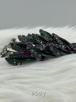 DEFECTIVE LAWRENCE VRBA Large Vintage Rhinestone Christmas Tree Pin Broo G3D