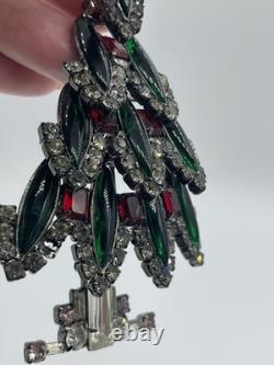 DEFECTIVE LAWRENCE VRBA Large Vintage Rhinestone Christmas Tree Pin Broo G3D