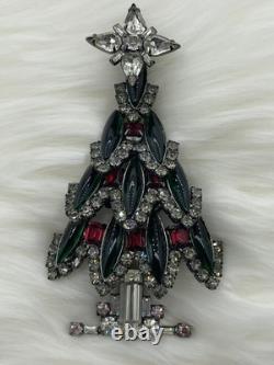DEFECTIVE LAWRENCE VRBA Large Vintage Rhinestone Christmas Tree Pin Broo G3D