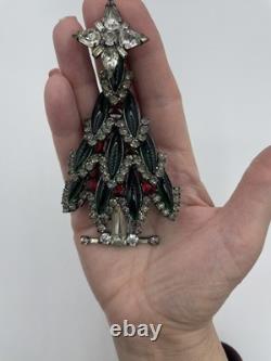 DEFECTIVE LAWRENCE VRBA Large Vintage Rhinestone Christmas Tree Pin Broo G3D