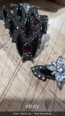 DEFECTIVE LAWRENCE VRBA Large Vintage Rhinestone Christmas Tree Pin Broo G3D
