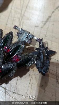 DEFECTIVE LAWRENCE VRBA Large Vintage Rhinestone Christmas Tree Pin Broo G3D