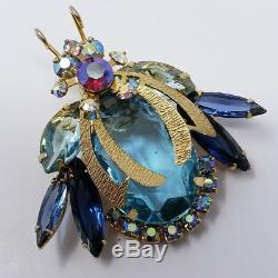 DeLizza & Elster Juliana Vintage AB Glass Bug Insect Beetle Collector Brooch Pin