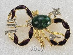 DeNicola Scorpio Zodiac The Scorpion Brooch Rare Green Gemstone Vintage Signed