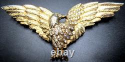 EISENBERG RARE Sparkling Ice Rhinestone Golden Eagle Vintage Pin Brooch