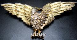 EISENBERG RARE Sparkling Ice Rhinestone Golden Eagle Vintage Pin Brooch