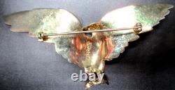 EISENBERG RARE Sparkling Ice Rhinestone Golden Eagle Vintage Pin Brooch