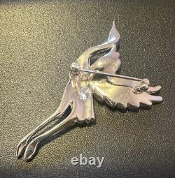 Early Vintage Dujay Pave Rhinestone Flying Crane Brooch Pin, Excellent