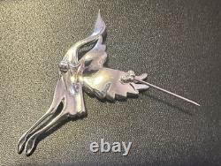 Early Vintage Dujay Pave Rhinestone Flying Crane Brooch Pin, Excellent