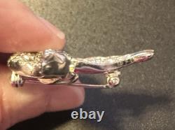 Early Vintage Dujay Pave Rhinestone Flying Crane Brooch Pin, Excellent Early Vintage Dujay Pave Rhinestone Flying Crane Brooch Pin, Excellent