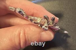 Early Vintage Dujay Pave Rhinestone Flying Crane Brooch Pin, Excellent