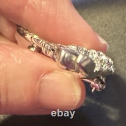 Early Vintage Dujay Pave Rhinestone Flying Crane Brooch Pin, Excellent