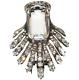 Eisenberg Brooch Sterling Silver 1940s Pin Fur Clip Large Clear Glass Stone VTG