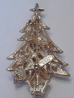 Eisenberg Ice 2 3/4 Large Signed Vintage Christmas Tree Pin Brooch Rhinestones