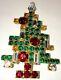Eisenberg Ice Christmas Tree Pin Brooch Vintage Signed Rhinestones 5 Candle
