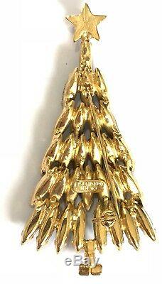 Eisenberg Ice Large Signed Christmas Tree Pin Brooch Vintage Rhinestones