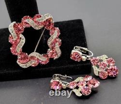 Eisenberg Ice Pink Brooch And Earrings Vintage Eisenberg Ice Pink Brooch And Earrings Vintage