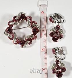 Eisenberg Ice Pink Brooch And Earrings Vintage