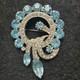 Eisenberg Ice Signed Aqua Blue Rhinestones Swirl brooch Vintage Mid Century