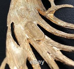 Eisenberg Ice Signed Vintage Huge 5 Rhinestone Enamel Peacock Pin Brooch