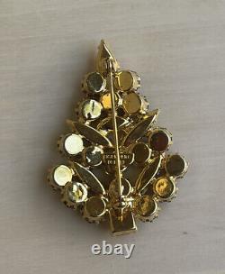 Eisenberg Signed Christmas Tree Pin Brooch Vintage Rhinestone