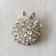 Eisenberg Vintage 1940s Bridal Brooch Script E Signed Clear Rhinestone Apple Pin