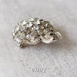 Eisenberg Vintage 1940s Bridal Brooch Script E Signed Clear Rhinestone Apple Pin