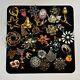 Estate Vintage Rhinestones Gold Tone Brooch/Pin Lot of 35 High Quality Unmarked