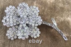 Excellent Vintage Weiss Rhinestone 2.5 Flower Floral Brooch Pin / Pendant