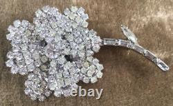 Excellent Vintage Weiss Rhinestone 2.5 Flower Floral Brooch Pin / Pendant