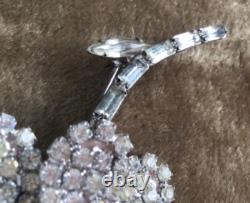 Excellent Vintage Weiss Rhinestone 2.5 Flower Floral Brooch Pin / Pendant