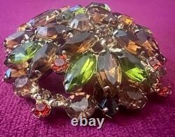 FABULOUS VTG JULIANA D&E EARLY 60s SHADES OF FALL HUGE DOMED RHINESTONES BROOCH