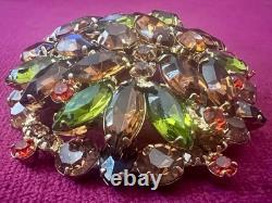 FABULOUS VTG JULIANA D&E EARLY 60s SHADES OF FALL HUGE DOMED RHINESTONES BROOCH
