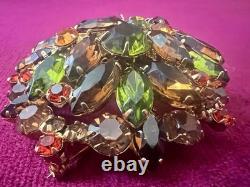 FABULOUS VTG JULIANA D&E EARLY 60s SHADES OF FALL HUGE DOMED RHINESTONES BROOCH