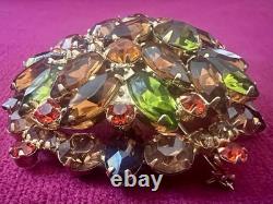FABULOUS VTG JULIANA D&E EARLY 60s SHADES OF FALL HUGE DOMED RHINESTONES BROOCH