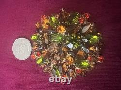 FABULOUS VTG JULIANA D&E EARLY 60s SHADES OF FALL HUGE DOMED RHINESTONES BROOCH