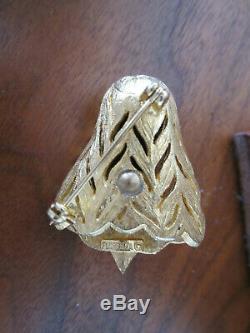 FLORENZA Blackamoor Nardi Jeweled Gold Crystal Rhinestone Brooch Pin Vintage