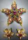 FLORENZA Colorful Rhinestone Star Vintage Brooch Earring Set