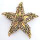 FLORENZA Goldtone Starfish Multicolored Rhinestone Vintage Brooch Pin