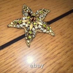 FLORENZA Goldtone Starfish Multicolored Rhinestone Vintage Brooch Pin