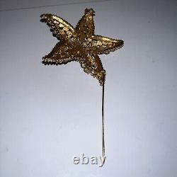 FLORENZA Goldtone Starfish Multicolored Rhinestone Vintage Brooch Pin