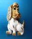 Fabulous 60's Vintage Crown Trifari Figural Dog White Enamel Gold Tone Brooch