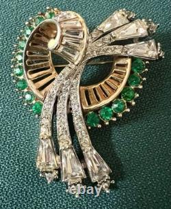 Fabulous Retro Deco Rhinestones Brooch Unsigned Exquisite Piece
