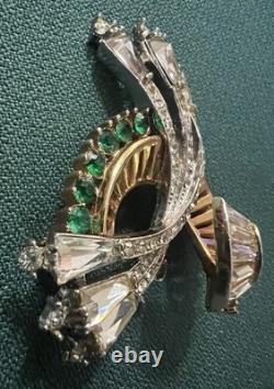 Fabulous Retro Deco Rhinestones Brooch Unsigned Exquisite Piece