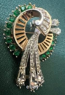 Fabulous Retro Deco Rhinestones Brooch Unsigned Exquisite Piece