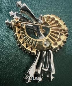 Fabulous Retro Deco Rhinestones Brooch Unsigned Exquisite Piece