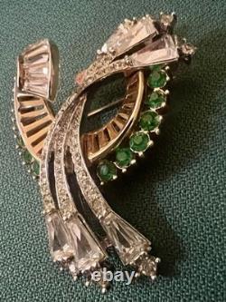 Fabulous Retro Deco Rhinestones Brooch Unsigned Exquisite Piece
