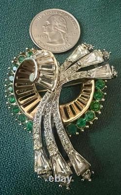 Fabulous Retro Deco Rhinestones Brooch Unsigned Exquisite Piece